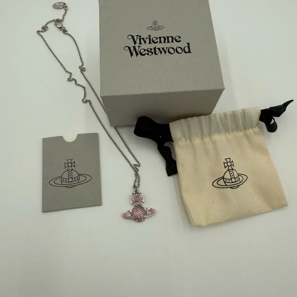 Vivienne Westwood Pink and Silver Orb Necklace - Picture 2 of 4